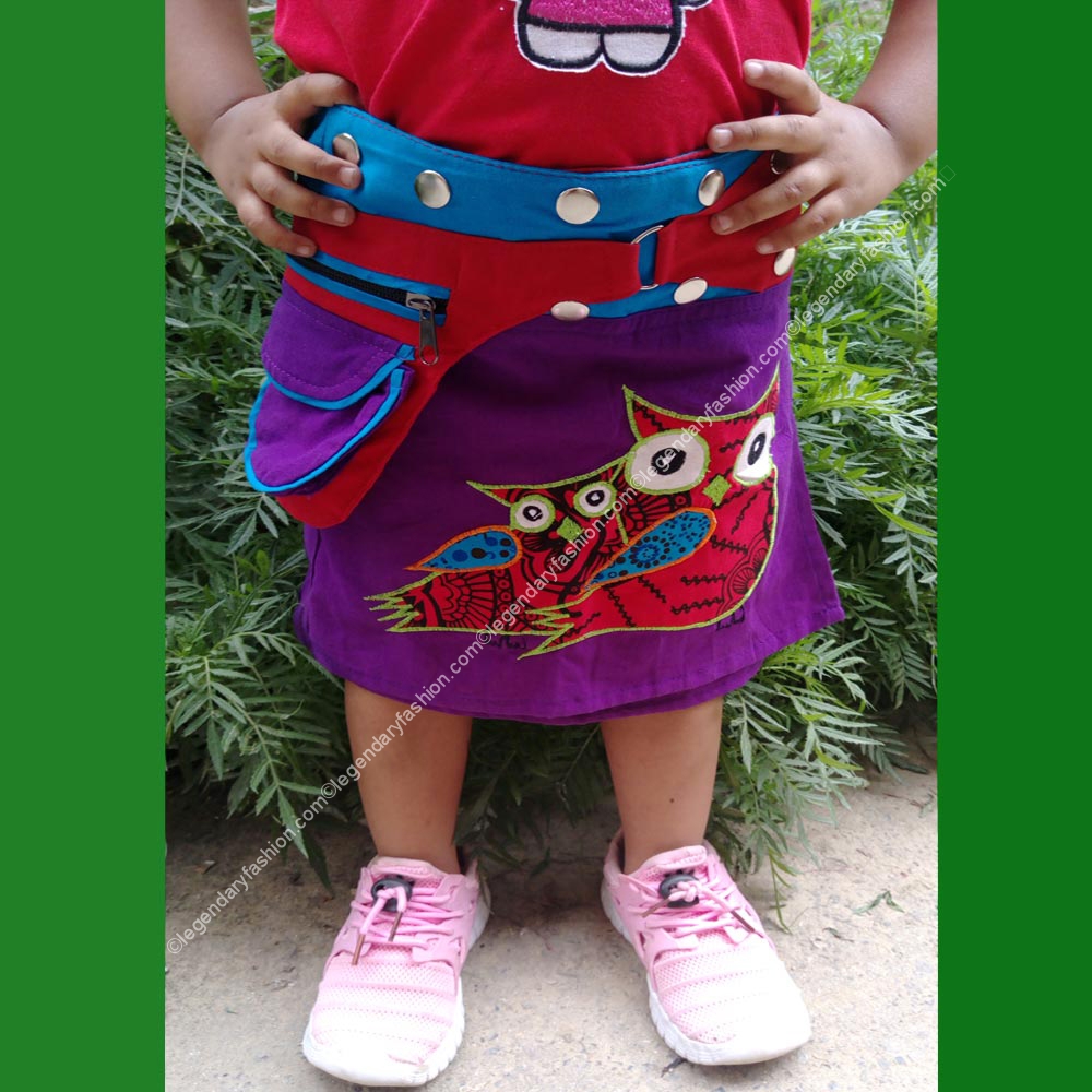 Kids ladies owl embroidery skirt