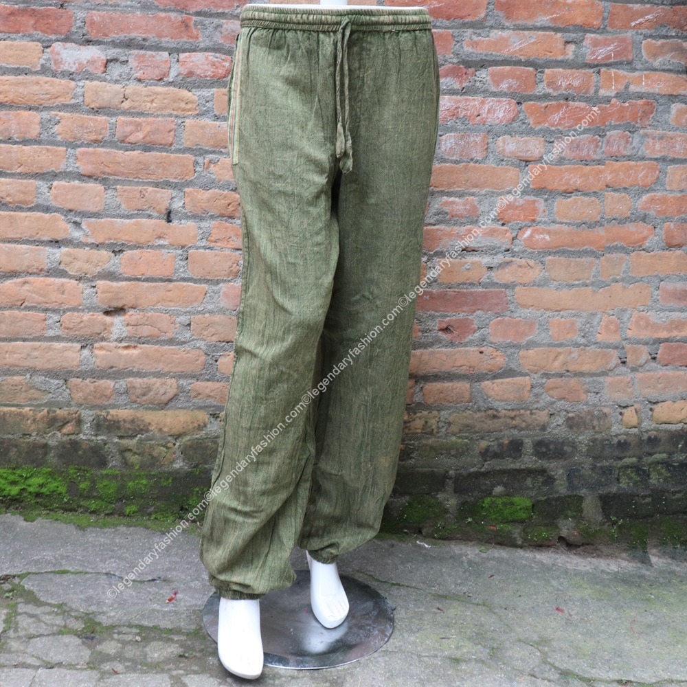 Ladies trouser with stone wash and side pocket piping