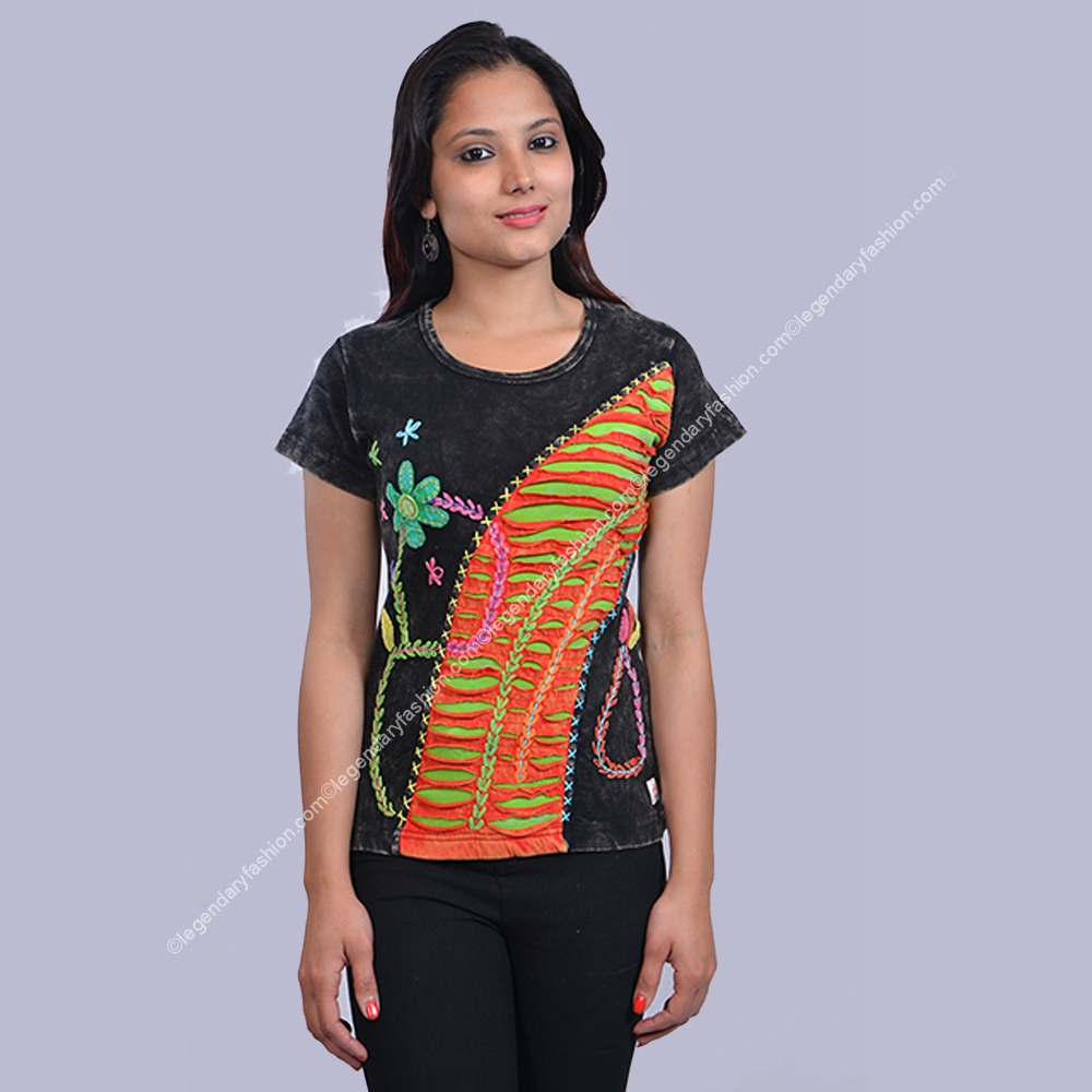 Ladies hand embroidery tshirt