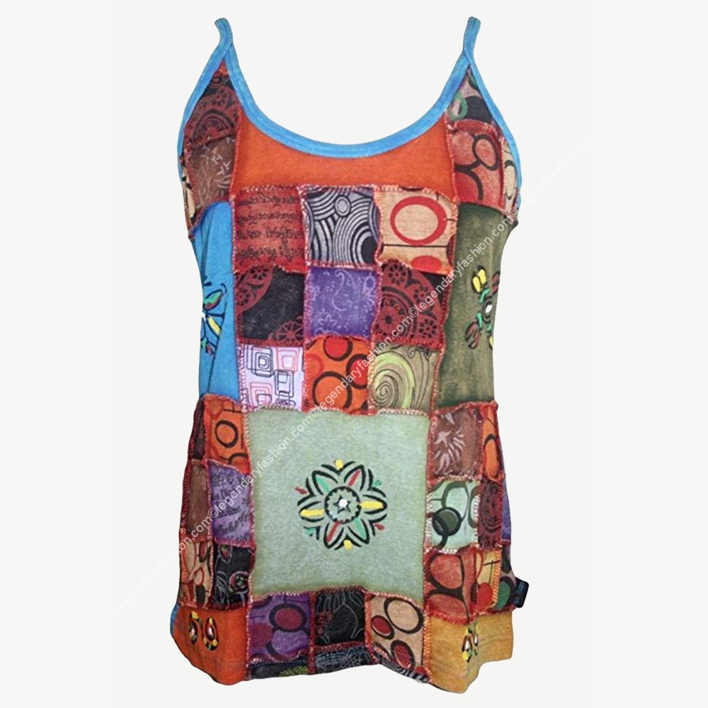 Ladies square patch work tank tops