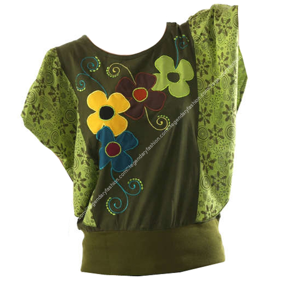 Ladies flower embroidery tops
