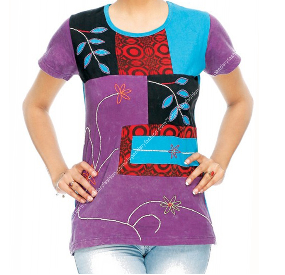 Ladies embroidery flowery tops