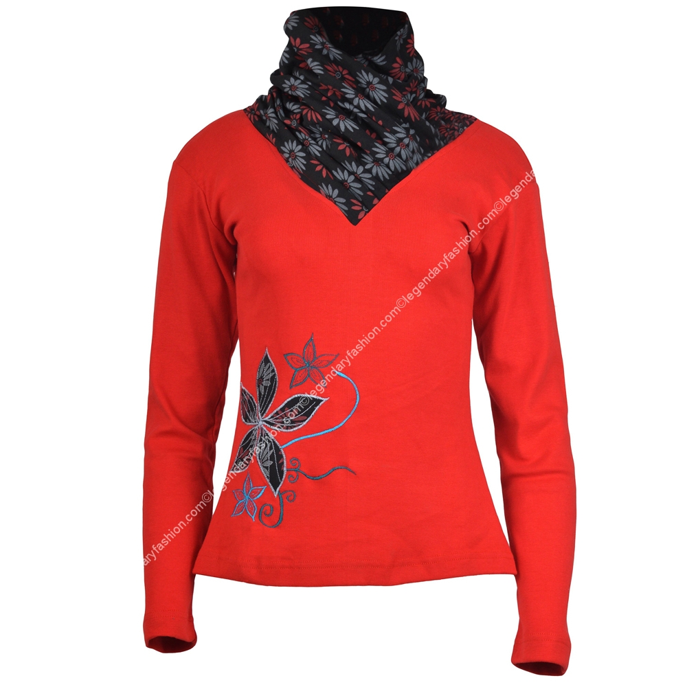 Ladies flowery embroidery tops
