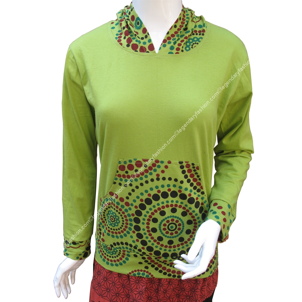 Ladies print hoody tops