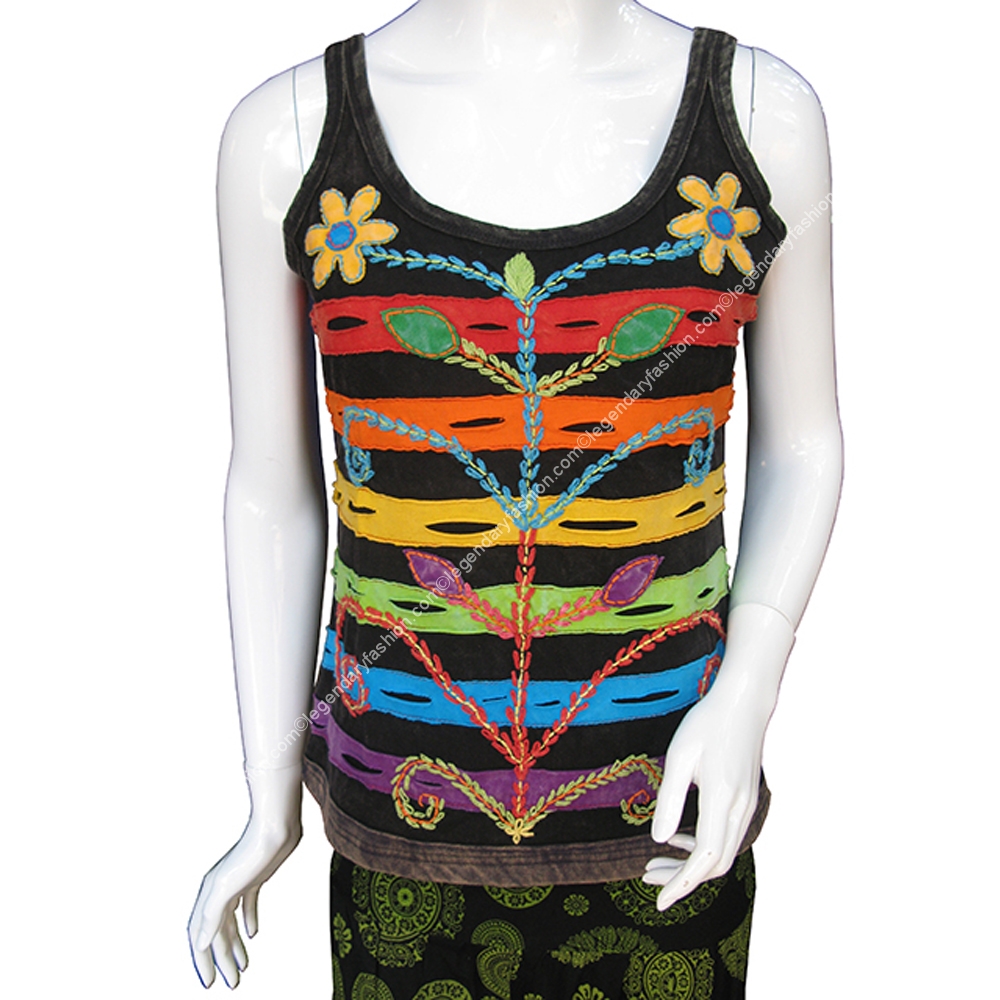Ladies rainbow razor cut tops