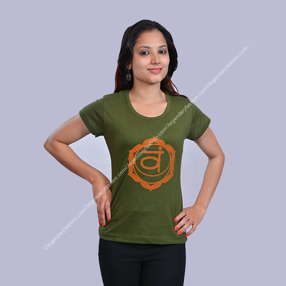 Ladies Yoga symbols print tops