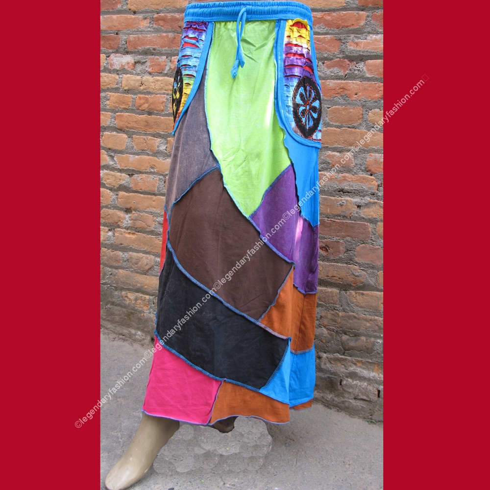 Ladies panel patchwork Long skirt