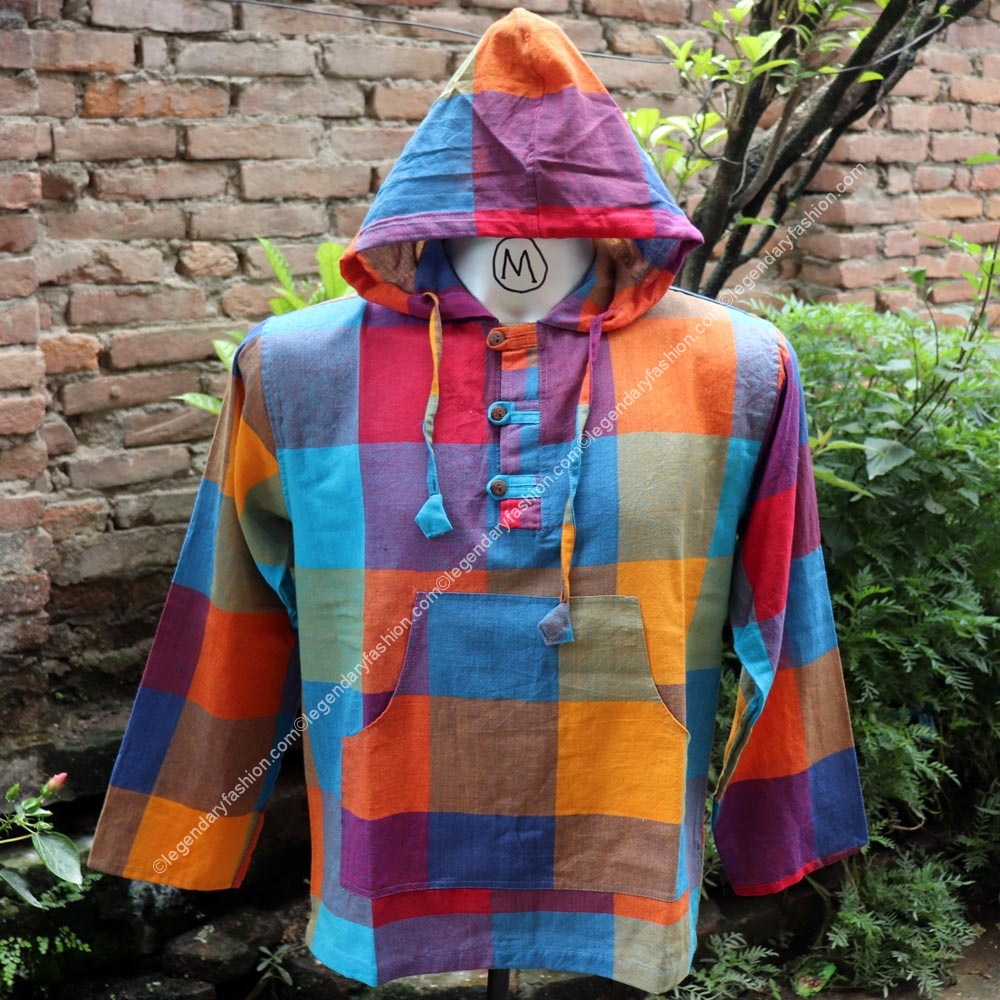 Gents hood rainbow color kurta