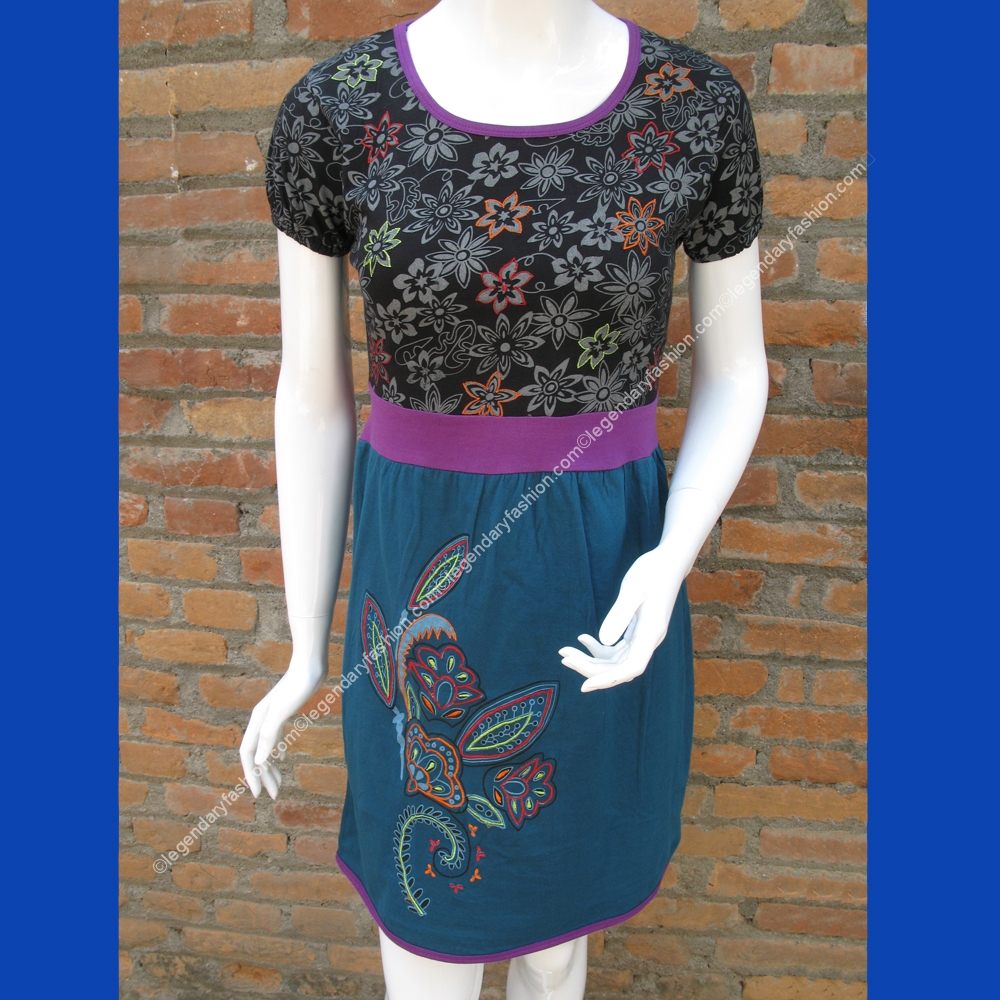 Ladies hippies style print dress