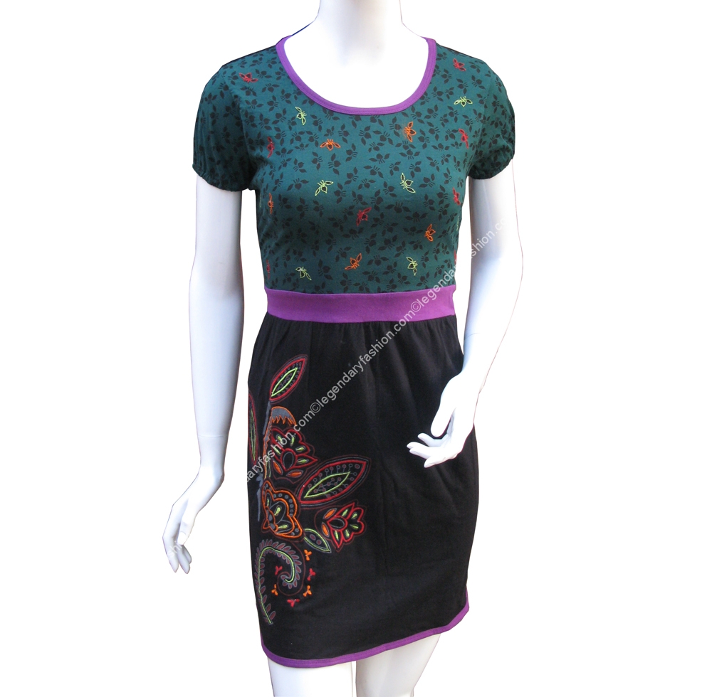 Ladies hippies style print dress