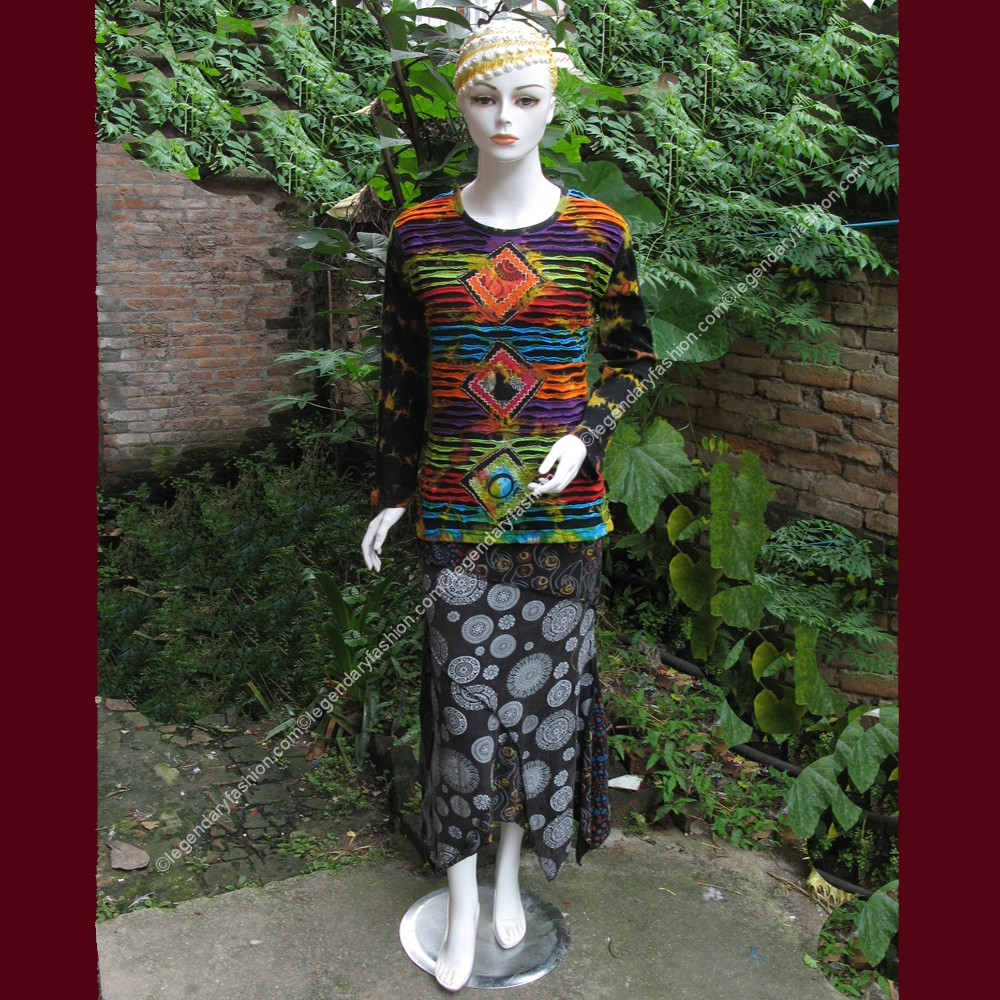 Ladies razor cut tie dye dress