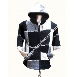 Natural patchwork multi handwork woolen jacket