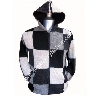 Natural patchwork multi woolen jacket