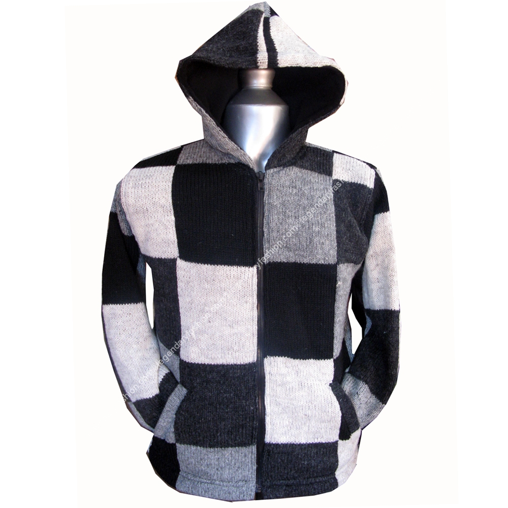 Natural patchwork multi woolen jacket