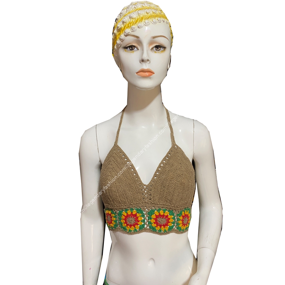 Hand crochet flowery tops