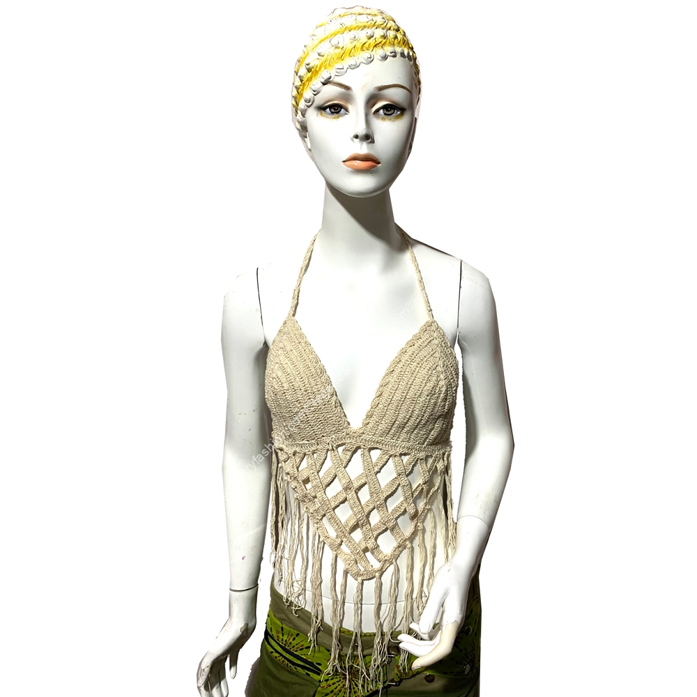 Hand crochet flowery tops