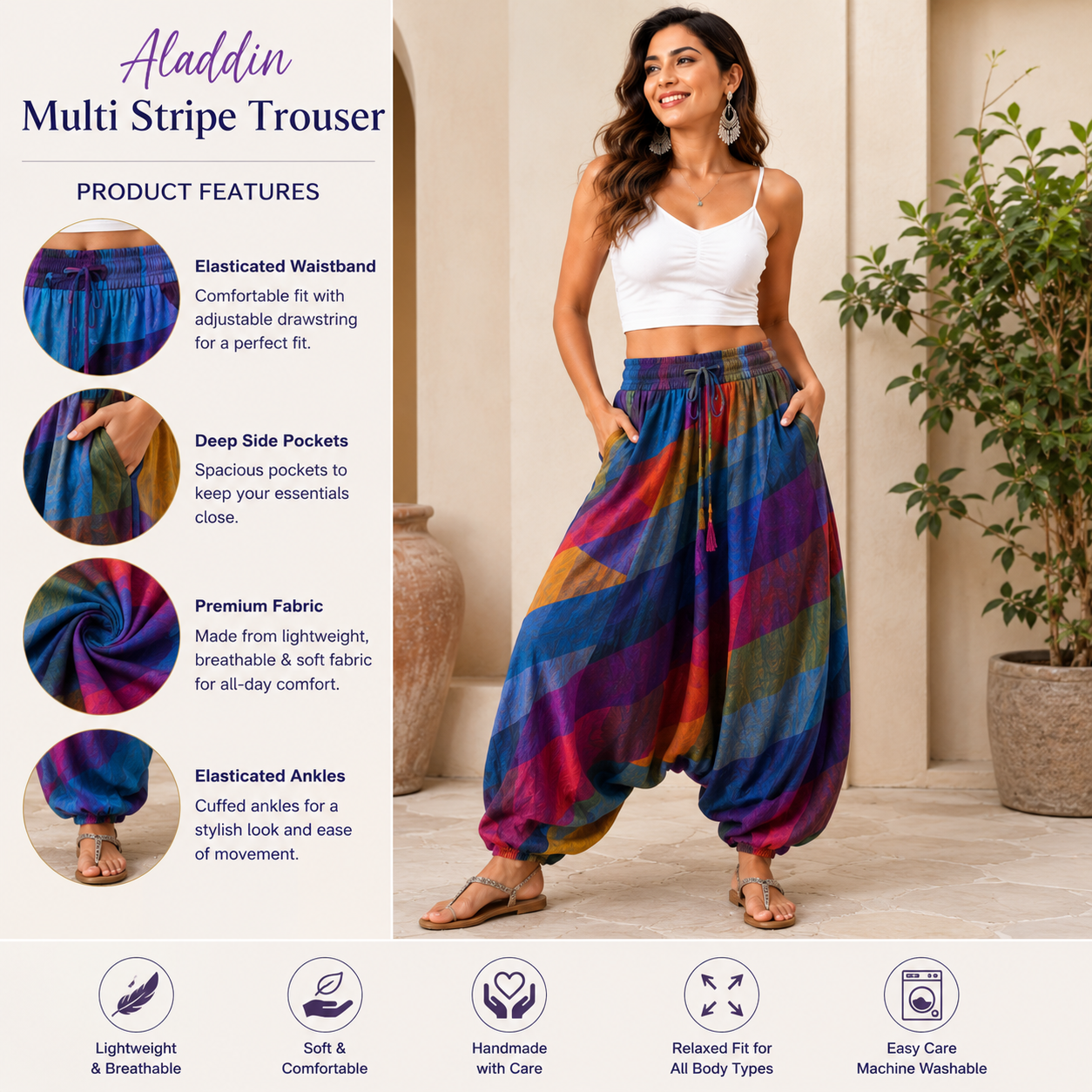 Aladdin multi stripe trouser - Image 2