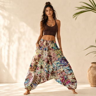 Aladdin Multi tie-dye patch trouser