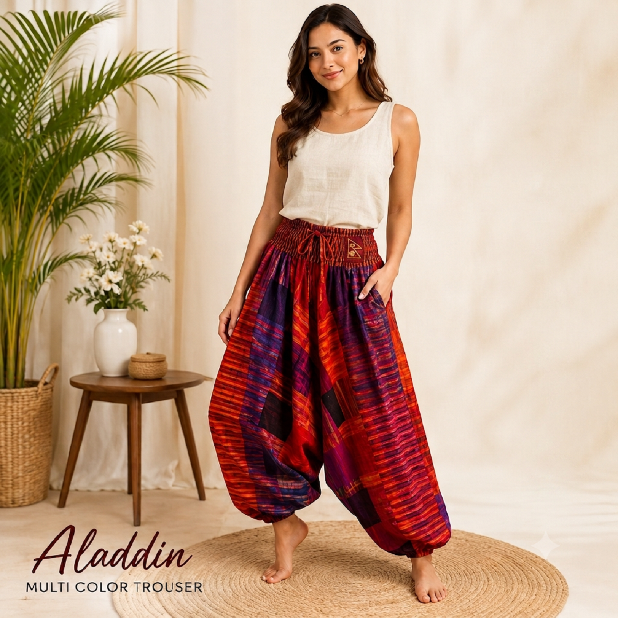 Aladdin multi color trouser1