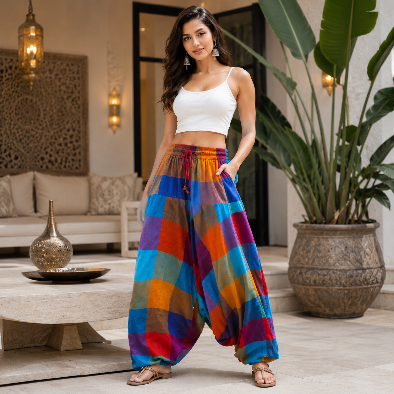 Aladdin multi plain trouser1