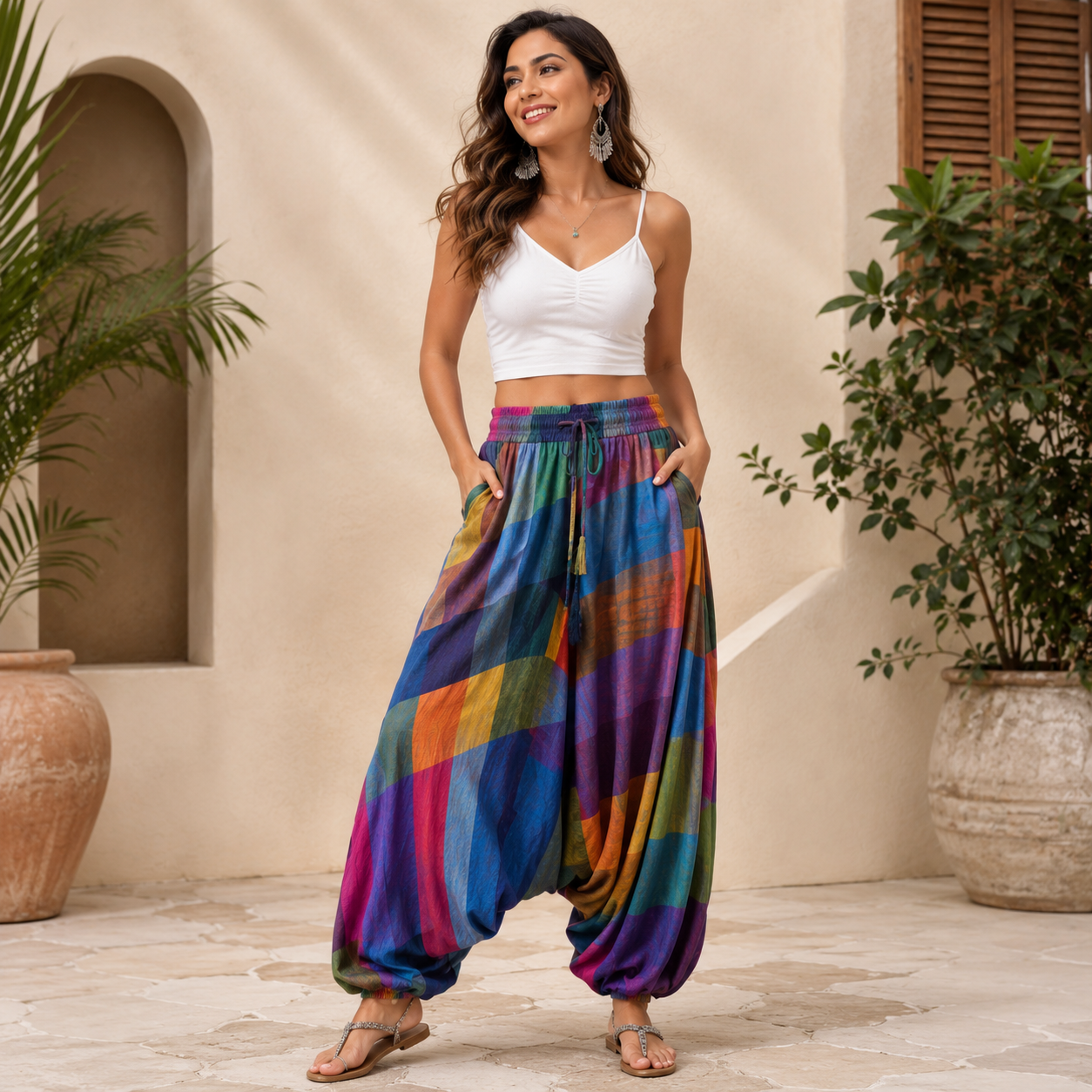 Aladdin multi stripe trouser1