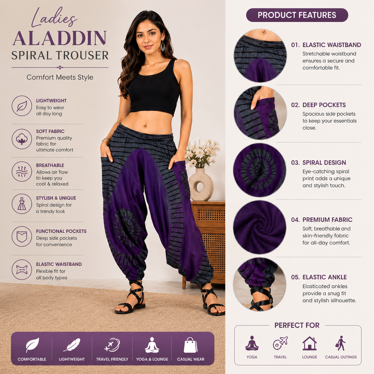 Ladies Aladdin spiral Trouser - Image 2