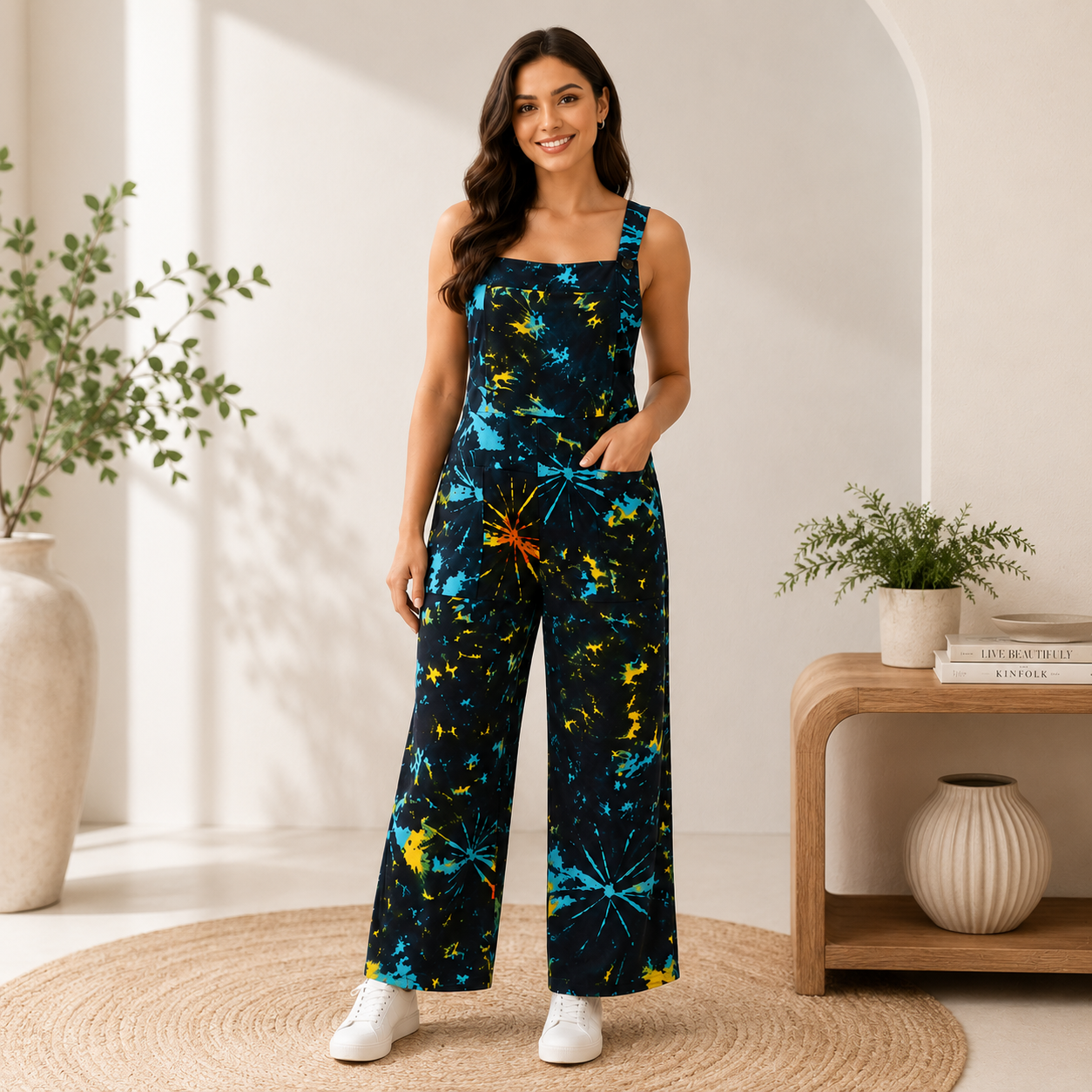 Ladies long stripe dungarees - Image 2