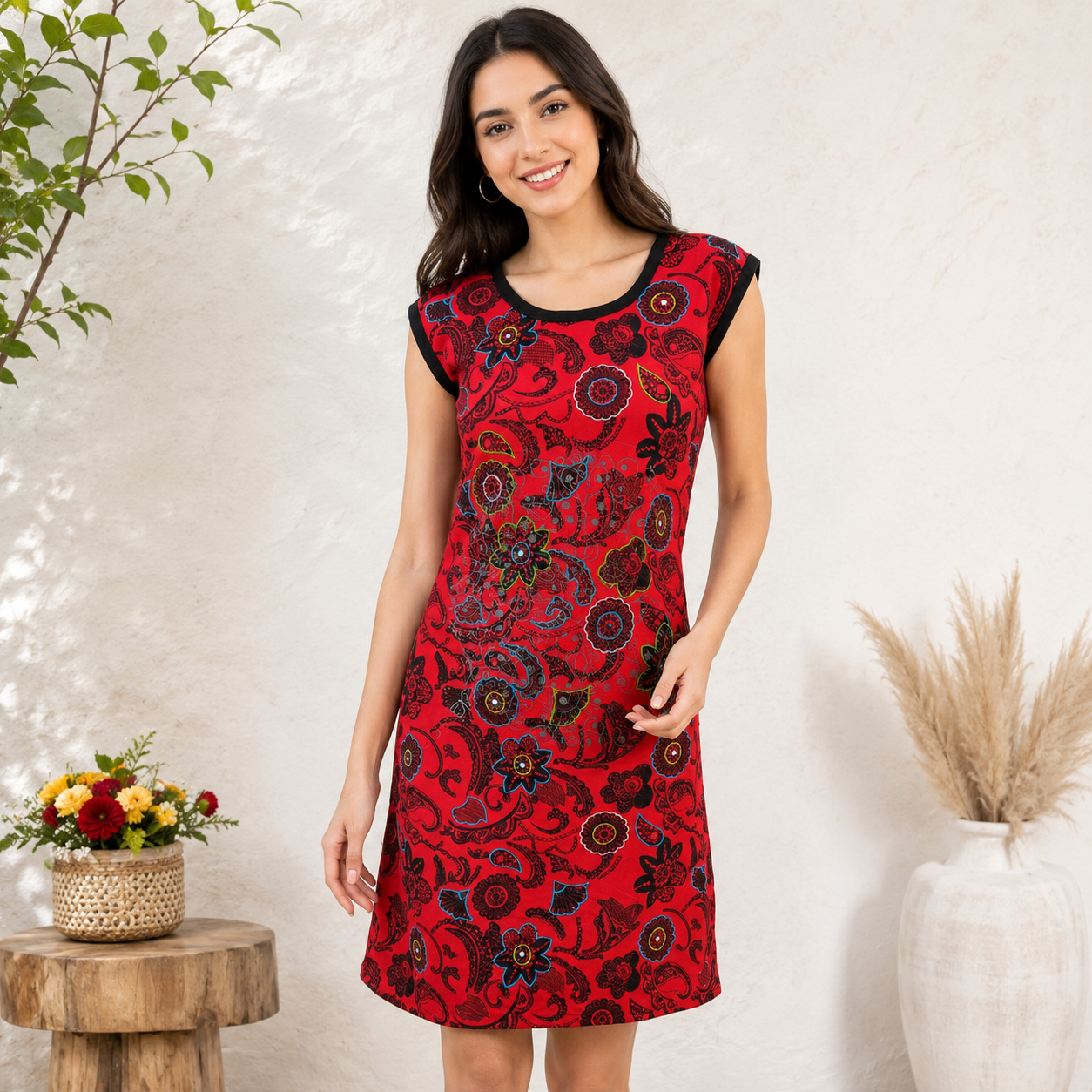 Flowery Embroidery Dress