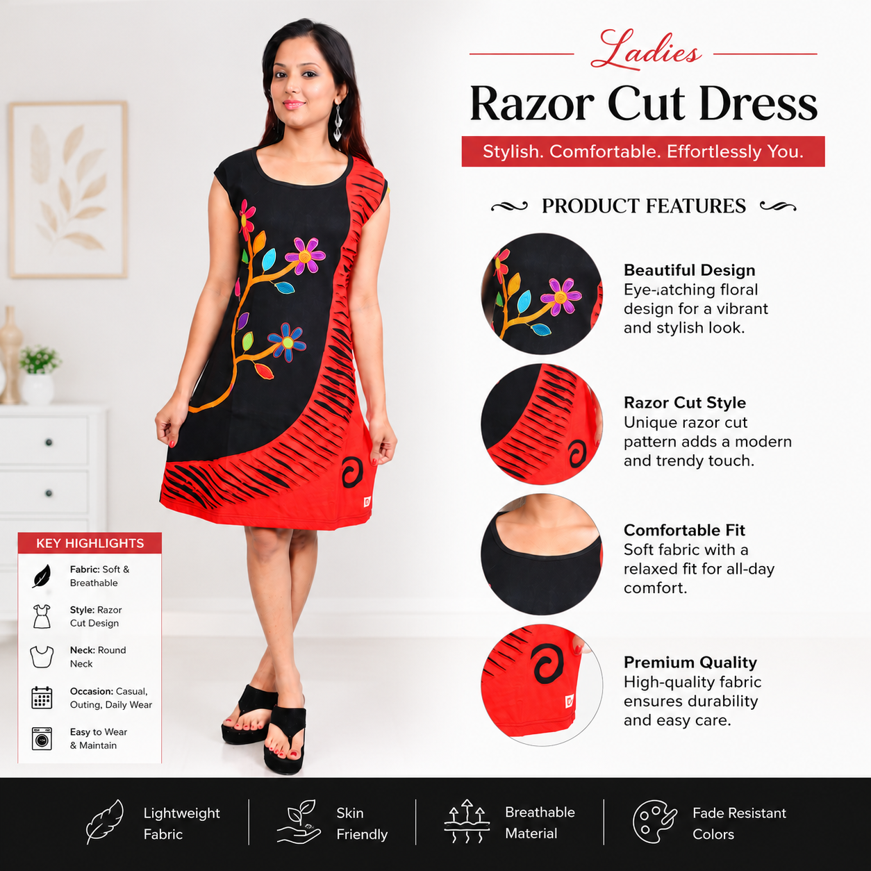 Ladies Razor Cut Dress - Image 2