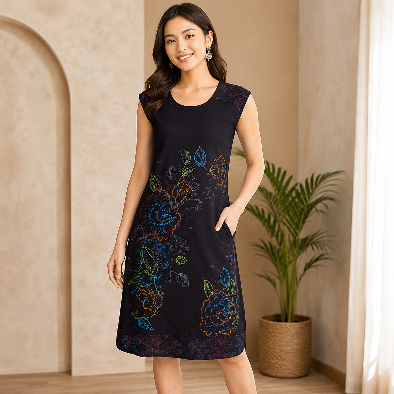 Ladies Flower Print Dress