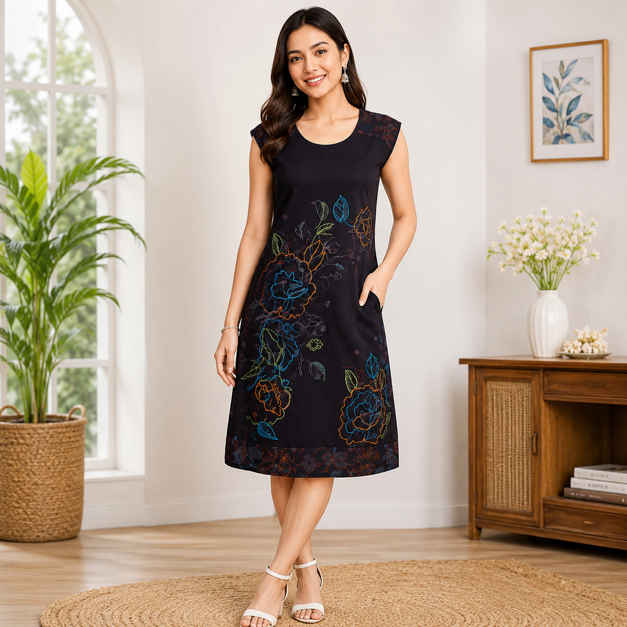 Ladies Flower Print Dress1