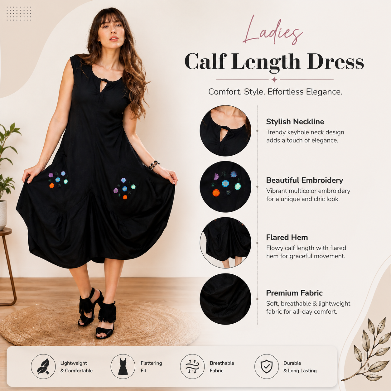 Ladies calf length dress - Image 2