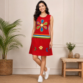 Ladies flower embroidery dress