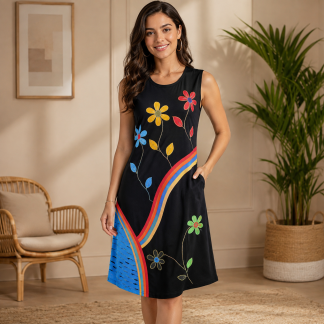 Ladies flowery embroidery dress