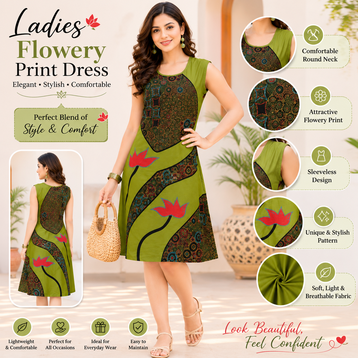 Ladies flowery print dress - Image 2