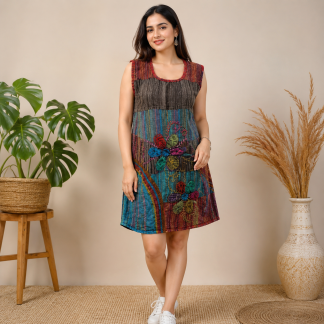 Ladies flowery stone wash dress