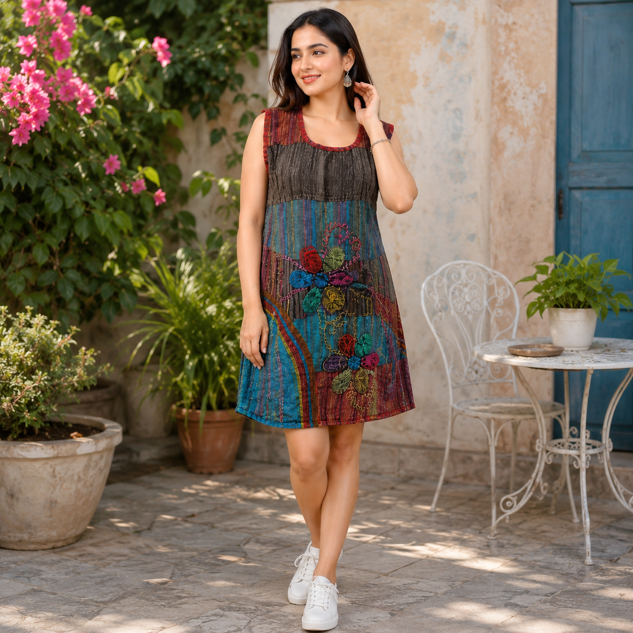 Ladies flowery stone wash dress - Image 3