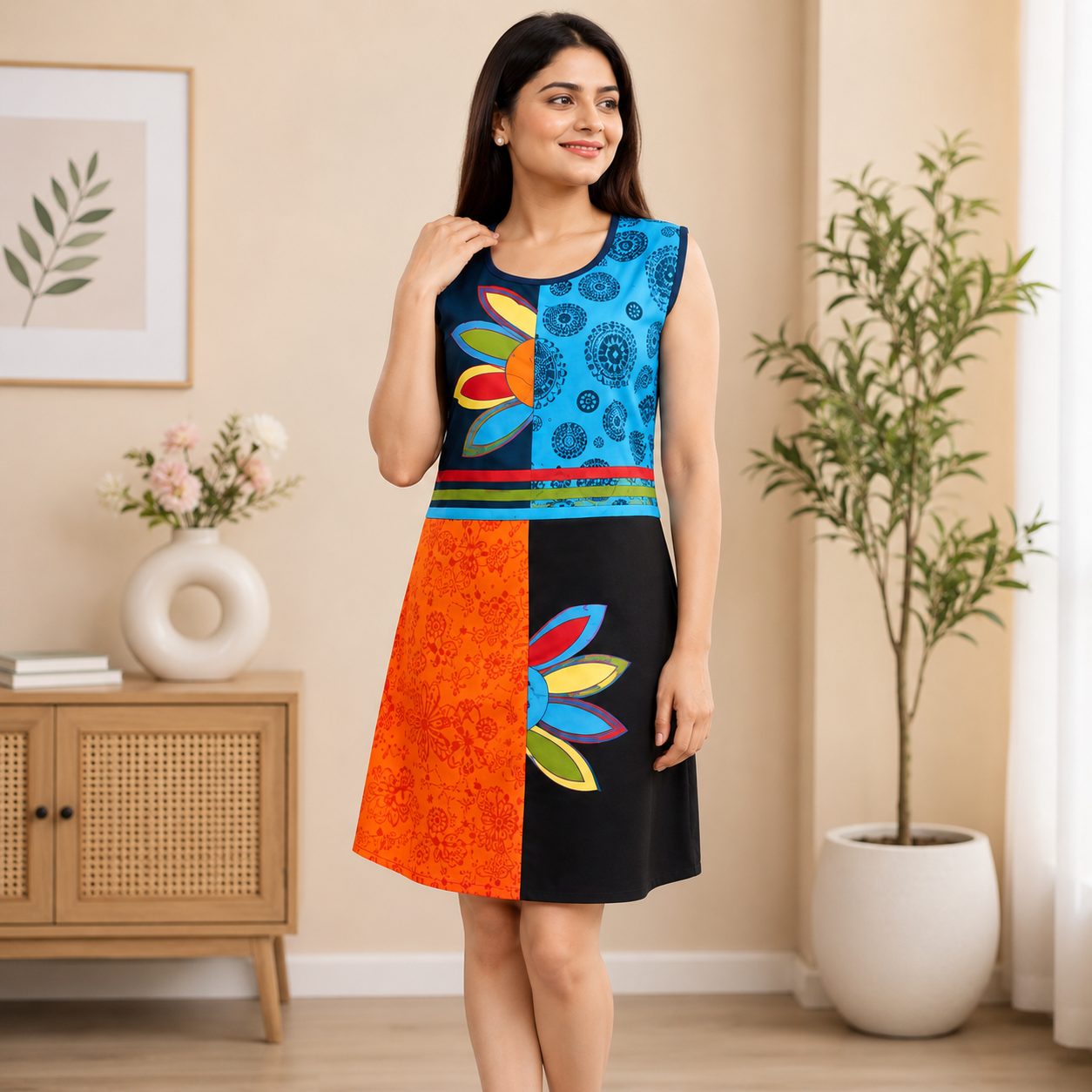Ladies leaf embroidery dress - Image 3