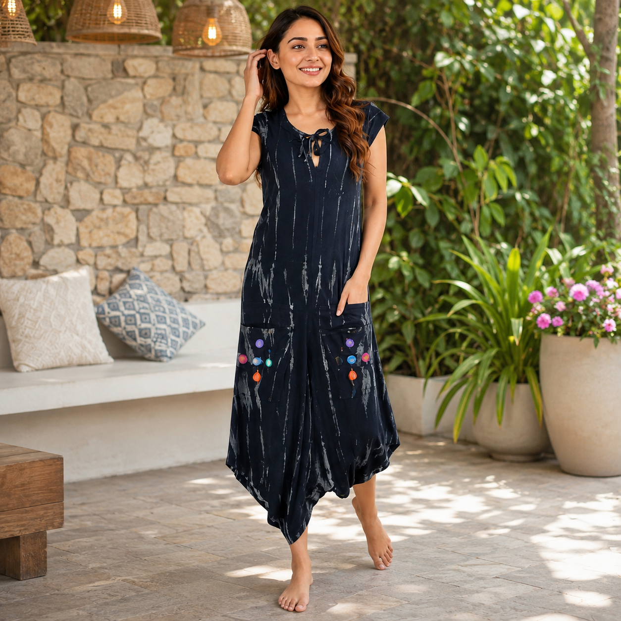 Ladies long tie dye dress - Image 3