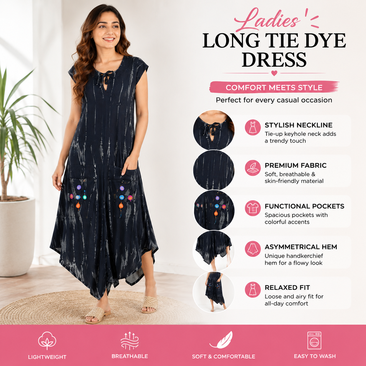 Ladies long tie dye dress - Image 2