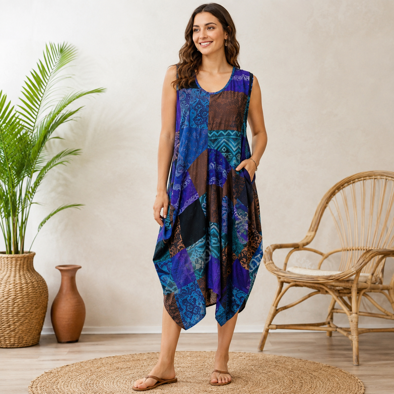 Ladies multi patchwork print Dress