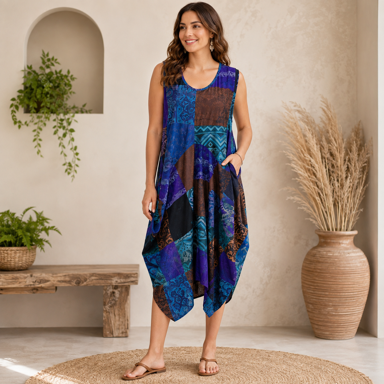 Ladies multi patchwork print Dress - Image 3