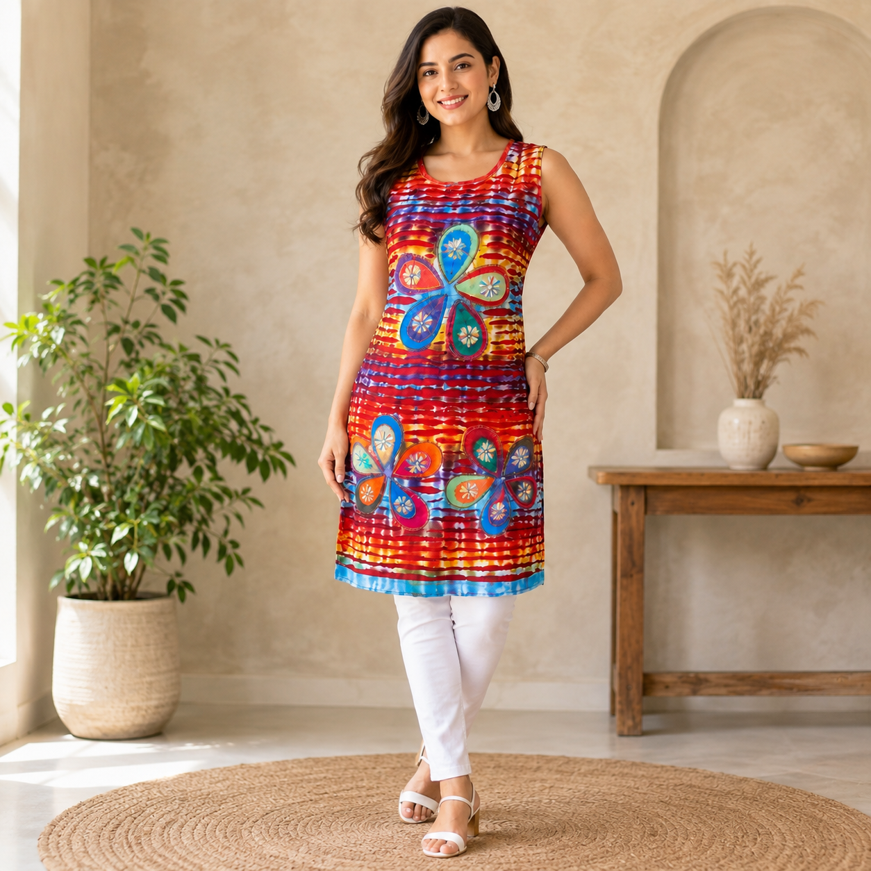 Ladies multi tie dye dress - Image 3
