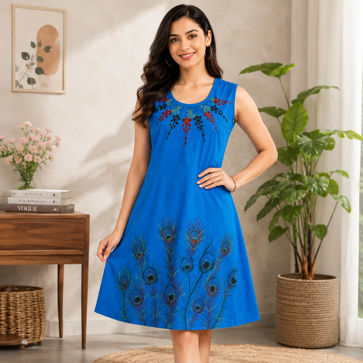 Ladies peacock feather print2
