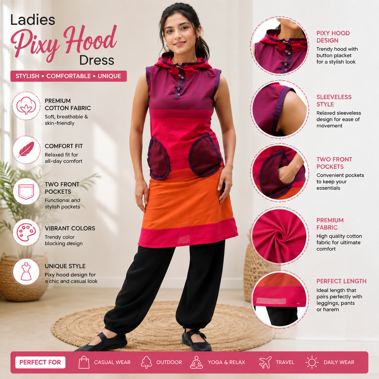 Ladies pixy hood dress - Image 2