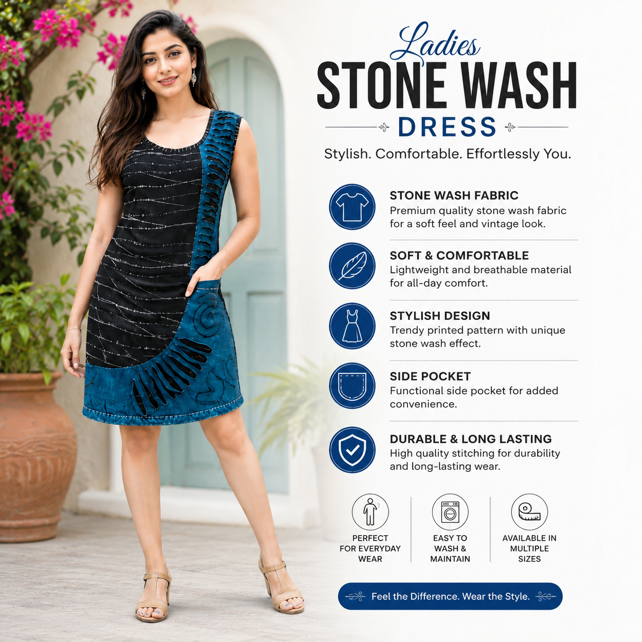 Ladies stone wash dress - Image 2