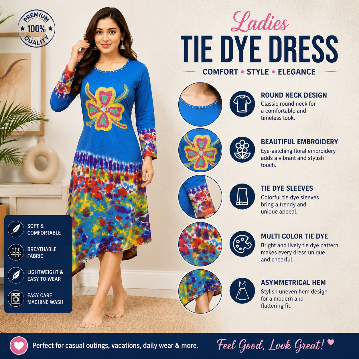 Ladies tie dye dress - Image 2