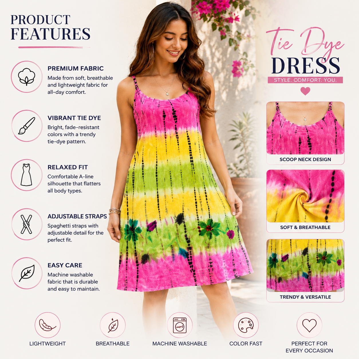Ladies tie dye dress - Image 2