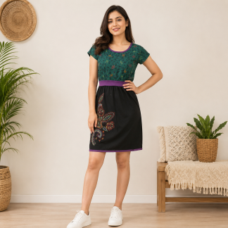 Ladies hippies style print dress